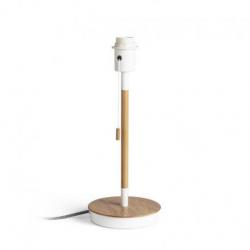 KEITH stojak stołowy z USB biała buk 230V LED E27 15W