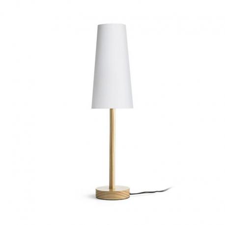 MAUI/CONNY 15/30 stołowa  Polycotton biała/drewno 230V LED E27 11W