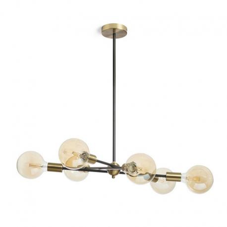 ARTEMIA 6 na słupie czarna mosiądz szczotkowana 230V LED E27 6x15W