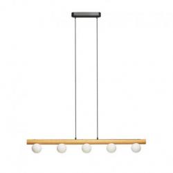 NOCTIS wisząca drewno/szkło opalowe 230V LED G9 5x7W