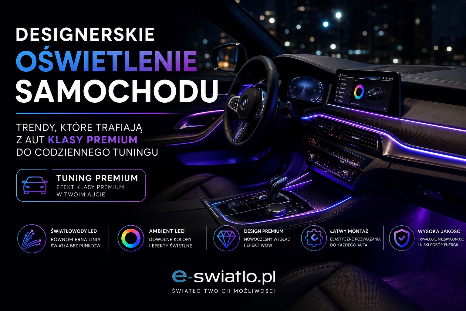 Designerskie oświetlenie samochodu – trendy, które trafiają z aut klasy premium do codziennego tuningu