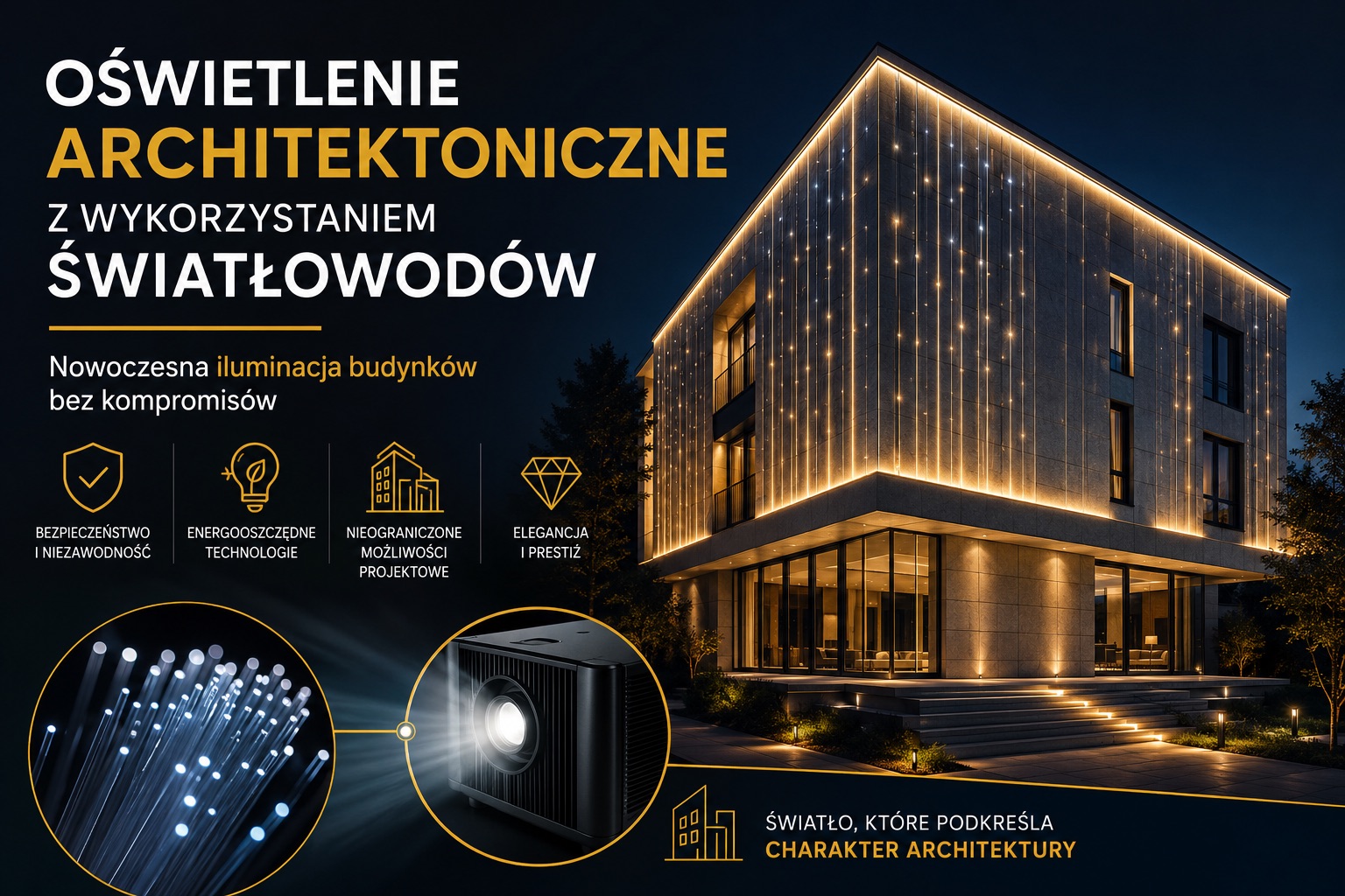 Oświetlenie architektoniczne z wykorzystaniem światłowodów – nowoczesna iluminacja budynków bez kompromisów